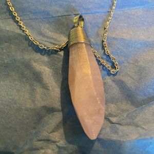 New Handcrafted Pink Tourmaline Stress Crystal Necklace